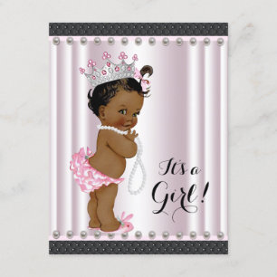 Invitation Fête de naissance de princesse ethnique bébé Perle