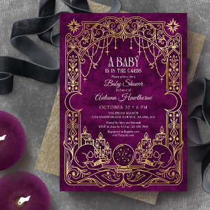 Invitation Fête de naissance de sorcière Halloween Tarot