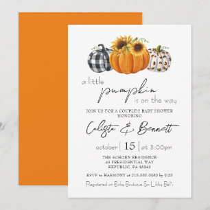 Invitation Fête de naissance du petit couple citrouille solei