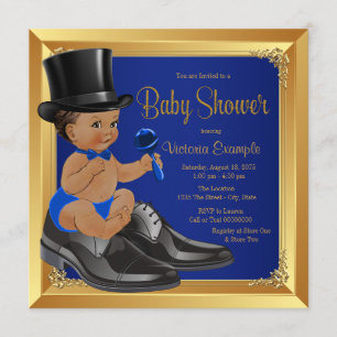 Invitation Fête de naissance d'un petit homme ethnique bleu r