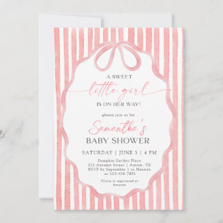 Invitation Fête de naissance d'une petite fille mignonne rose