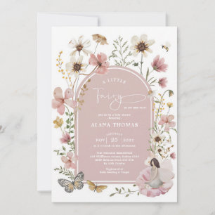 Invitation Fête de naissance Dusty Pink Bohème Fée Fleur Sauv
