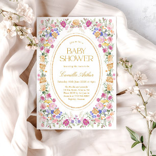 Invitation Fête de naissance élégante de jardin floral de pri