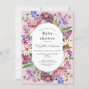 Invitation Fête de naissance élégante fille aquarelle fleur s