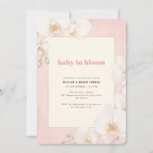 Invitation Fête de Naissance Élégante Moderne Bébé en Fleur R