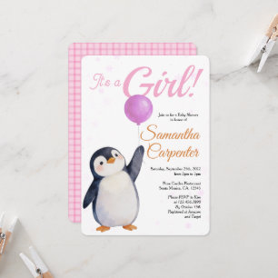 Invitation Fête de naissance en aquarelle pour bébé fille ave