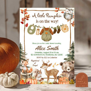 Invitation Fête de naissance en forêt de citrouilles
