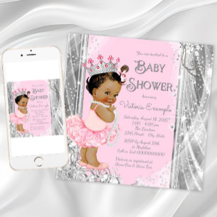 Invitation Fête de naissance Ethnique Princesse Tutu Rose Arg