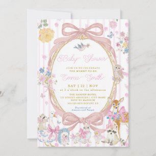Invitation Fête de naissance fille Animaux Bois Fantaisie