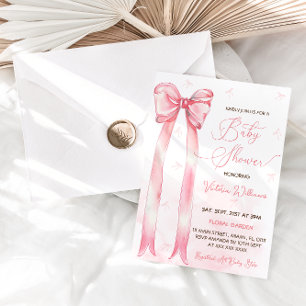 Invitation Fête de naissance fille aquarelle ruban rose