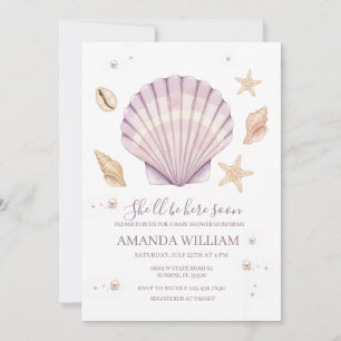 Invitation Fête de naissance fille Coquillage Rose