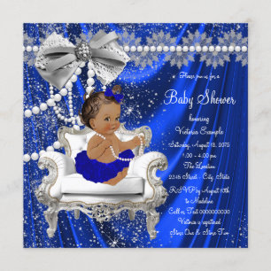 Invitation Fête de Naissance Fille Ethnique Perles Chaise Ble