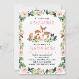 Invitation Fête de naissance fille florale et forestière