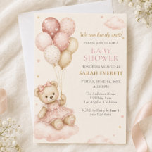 Fête de naissance Fille Ourson Rose