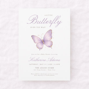 Invitation Fête de Naissance Fille Papillon Violet Délicat