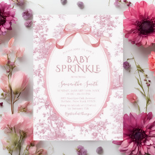 Invitation Fête de naissance Fille Rose Pâle Chinoiserie Vint