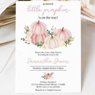 Invitation Fête de Naissance Fille Rose Petite Citrouille