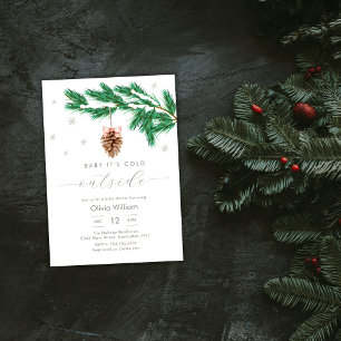 Invitation Fête de naissance Flocon de neige hivernal rustiqu
