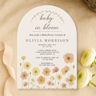 Invitation Fête de naissance Floral Boho Baby In Bloom 