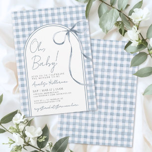 Invitation Fête de naissance garçon au nœud papillon bleu Gin