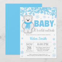 Fête de naissance garçon bleu ours polaire hiver f