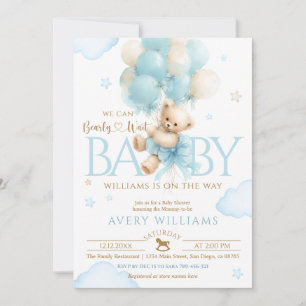 Invitation Fête de naissance garçon ourson bleu