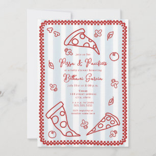 Invitation Fête de naissance garçon Pizza & Tétines Bleu