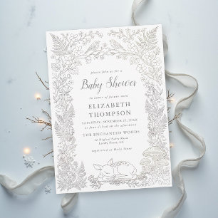 Invitation Fête de naissance hivernale de conte de fées fores