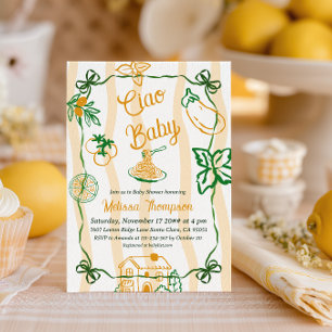 Invitation Fête de naissance Italian Lemon Ciao Baby Pâtes & 