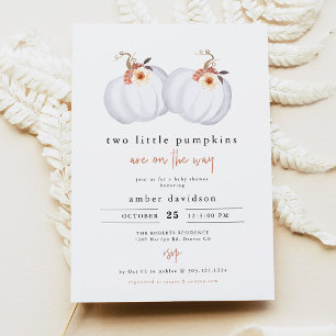 Invitation Fête de naissance jumeaux AMBER Rustic Two Little