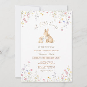 Invitation Fête de Naissance Lapin Prairie Fleurie
