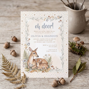 Invitation Fête de Naissance Oh Deer Woodland