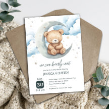 Fête de naissance Ourson au-dessus de la lune