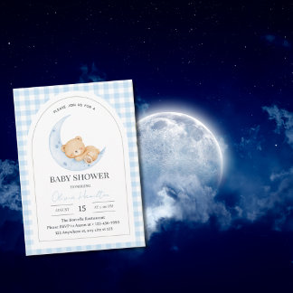 Invitation Fête de naissance Ourson Bleu