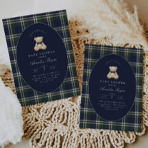 Fête de naissance ourson tartan polo élégant garço