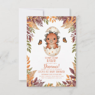 Invitation Fête de naissance Papillon Aquarelle Dinosaure
