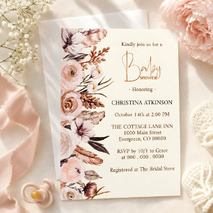 Invitation Fête de naissance personnalisée Bohème Fleur sauva