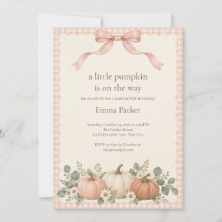 Invitation Fête de Naissance Petit Citrouille Rose Tendue