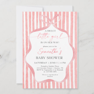 Invitation Fête de Naissance Petite Fille Rose Fantaisiste
