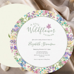 Invitation Fête de naissance Petite Fleur Sauvage Colorée