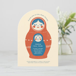Invitation Fête de naissance Poupée Matriochka