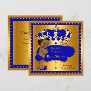 Invitation Fête de naissance Prince Bébé Couronne Bleu Royal 
