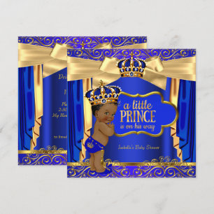 Invitation Fête de naissance Prince Bébé Rideaux Bleu Royal O