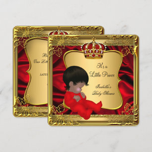 Invitation Fête de naissance Prince Boy Afro-Américain Rouge