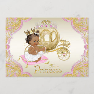 Invitation Fête de naissance Princesse Afro-Américaine Rose e
