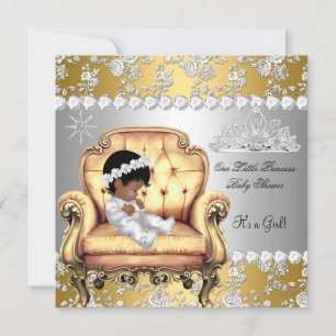 Invitation Fête de naissance Princesse Bébé Fille Chaise Flor