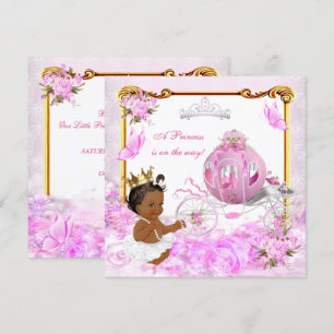 Invitation Fête de naissance Princesse Bébé Rose Carrosse Eth