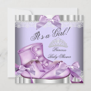 Invitation Fête de naissance Princesse Élégante Bébé Fille de