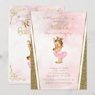 Invitation Fête de naissance rétro de princesse avec paillett