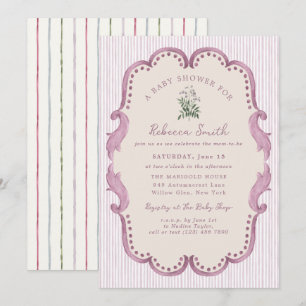 Invitation Fête de Naissance Rose Fille Grandmillennial Chic